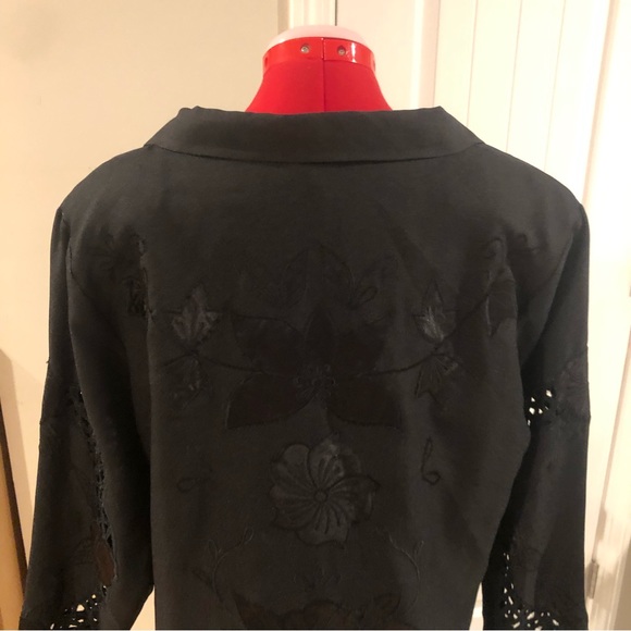 Vintage Floral Embroidered Gothic Full Length Oversized Duster / Trench Coat - Picture 12 of 16